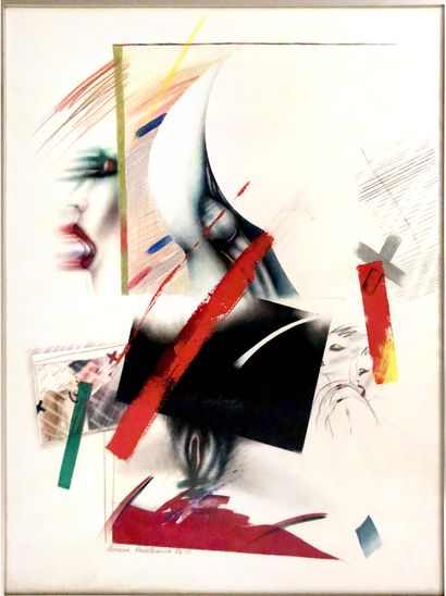 null POLAND. Marena KAVALEROWITZ. Compositions, 1982. Airbrush, pastel, 70 x 59 cm....