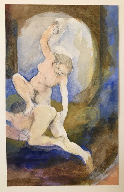 null CHILE. Jacques CANONICI (born in 1944). Studies of nude, around 1960. 4 watercolors...