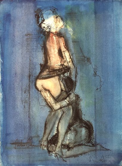 null POLAND. Sacha CHIMKEVITCH (1920-2006). Erotic scenes, circa 1980. 8 mixed media...