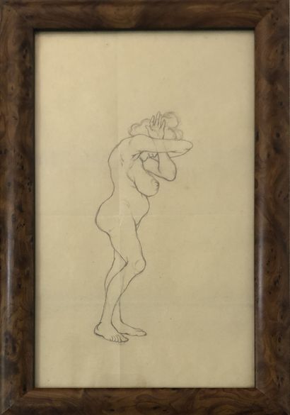 null Hans SCHLIESMANN (1852-1920). Études de nu, vers 1890. 3 dessins au crayon,...