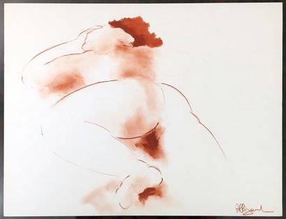 null Bernard ALLIGAND (born in 1953). Nude study, circa 1990. Drawing with red chalk,...