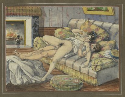 null [Unidentified artist] Fireplace, ca. 1890. Watercolor and pencil drawing, 15...
