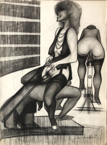 null POLAND. Sacha CHIMKEVITCH (1920-2006).erotic scenes, circa 1980. 8 mixed media...