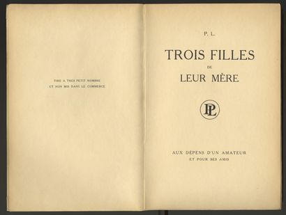 null [Pierre LOUYS - Marcel VERTÈS]. For Three Daughters of their Mother. Seventeen...