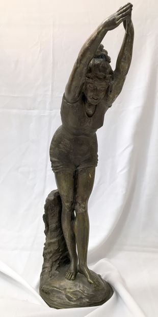 null Odoardo TABACCHI (1831-1905), sculpteur italien. La Plongeuse, vers 1880. Bronze...