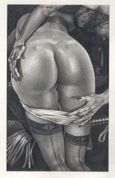null Loïc DUBIGEON (1934-2001). Histoire d'O, 1982. Mine de plomb, 27 x 35,5 cm....