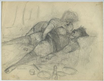 null Frans de GEETERE (1895-1968). Les Deux amies, vers 1950. 10 dessins au crayon,...
