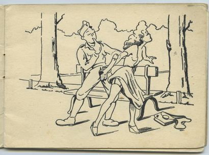 null [Artiste non identifié] Militaires en action, vers 1940. Petit recueil féministe...