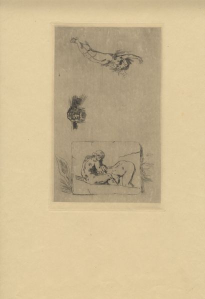 null Félicien ROPS. Bas-relief. Erased plate of any rarity. Here in full plate on...