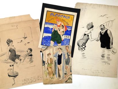 20 ORIGINAL DRAWINGS, including Jacques WELY...