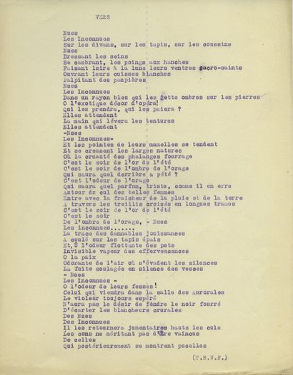 null Pierre LOUŸS. Poésies nocturnes, vers 1890. 123 feuillets tapuscrits, 27 x 21...