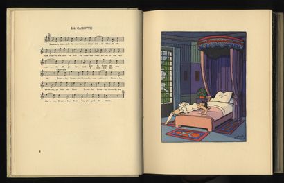 null [ENRICHI DE 2 DESSINS ORIGINAUX À L'AQUARELLE]. Joseph HÉMARD. Chansons de salle...