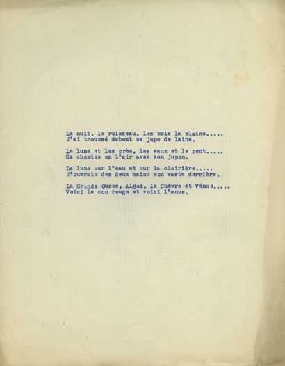 null Pierre LOUŸS. Poésies nocturnes, circa 1890. 123 typescripts, 27 x 21 cm. Like...