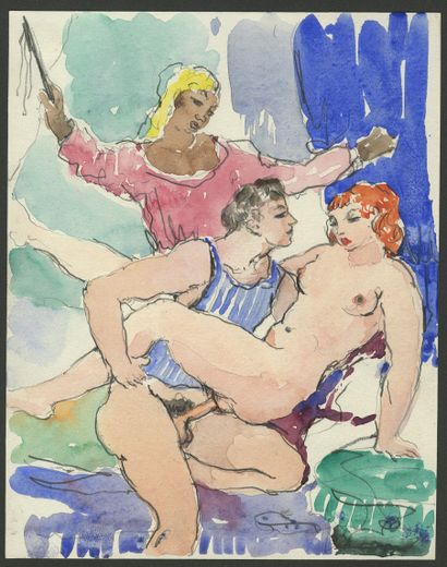 null 
[Unidentified artists]. Scenes of flogging and miscellaneous, circa 1930. Italian...