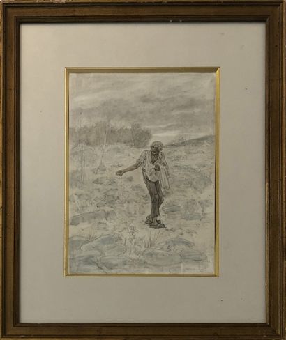 null Félicien ROPS. The Sower of Parables. With watercolor and colored pencil highlights,...