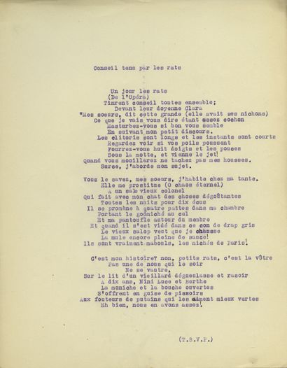 null Pierre LOUŸS. Poésies nocturnes, vers 1890. 123 feuillets tapuscrits, 27 x 21...