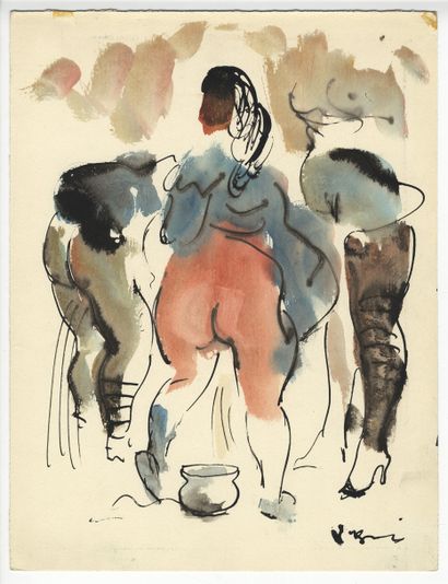 null Sylvain VIGNY (1903-1970). Scènes érotiques, vers 1950. 8 dessins à l'encre...