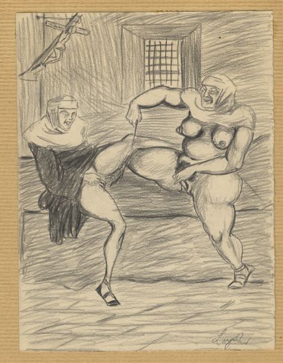 null Mitja LEYTHO. Stunden der Erbauung [Hours of Lust], ca. 1940. 7 original drawings...