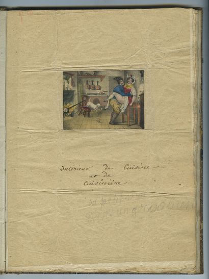 null Scènes de genre, vers 1860. Portefeuille in-4 contenant 3 lithographies, 6 x...