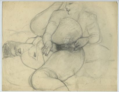 null Frans de GEETERE (1895-1968). Les Deux amies, vers 1950. 10 dessins au crayon,...