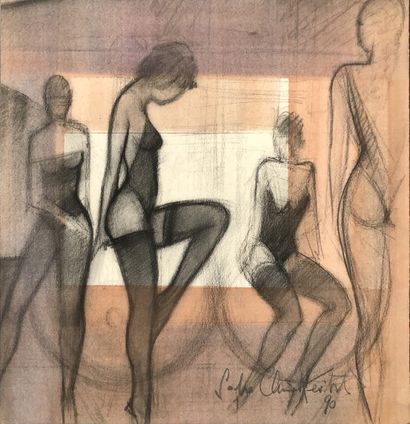 null POLAND. Sacha CHIMKEVITCH (1920-2006). Erotic scenes, circa 1980. 8 mixed media...