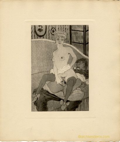 null Seduction, circa 1930. Portfolio containing an engraved title sheet and 7 engravings....