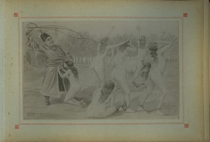 null GRISP. Le Tour du monde d'un flagellant, vers 1900. Album in-8 à l'italienne,...