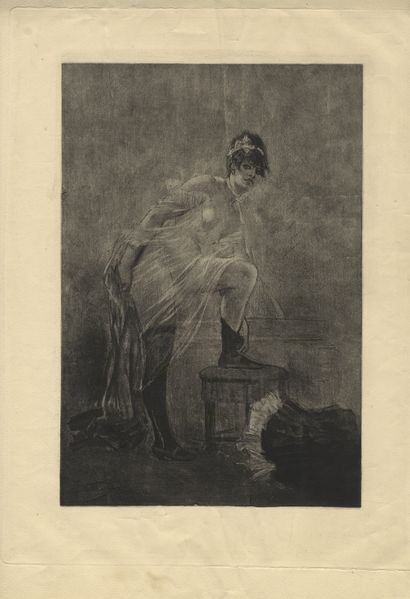 null Félicien ROPS. Study of undressed. Heliogravure and aquatint. Proof from the...