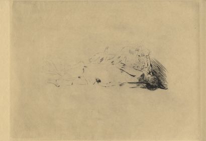 null Félicien ROPS. Satyriasis. Planche entière sur papier japon du 1er état. La...