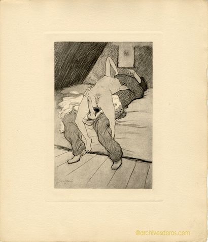 null Seduction, circa 1930. Portfolio containing an engraved title sheet and 7 engravings....