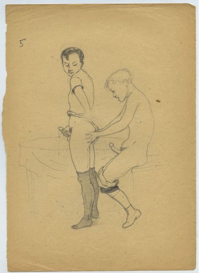 null 
MASCULIN [Artiste hongrois non identifié]. Complicités, vers 1950. 19 dessins...