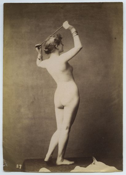 null [Unidentified Photographer]. Nude studies without face, circa 1890. 15 silver...