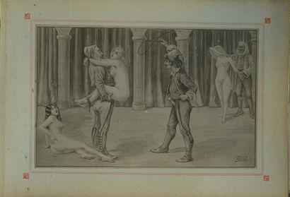 null GRISP. Le Tour du monde d'un flagellant, vers 1900. Album in-8 à l'italienne,...