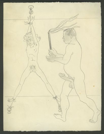 null 
[Unidentified artists]. Scenes of flogging and miscellaneous, circa 1930. Italian...