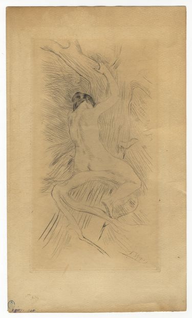 null Félicien ROPS. Hamadryad. Etching and drypoint. The sheet about 28.5 x 17 cm,...