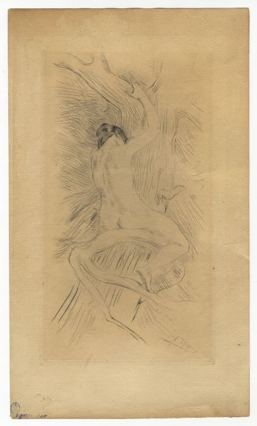 null Félicien ROPS. Hamadryade. Eau-forte et pointe sèche. La feuille environ 28.5...