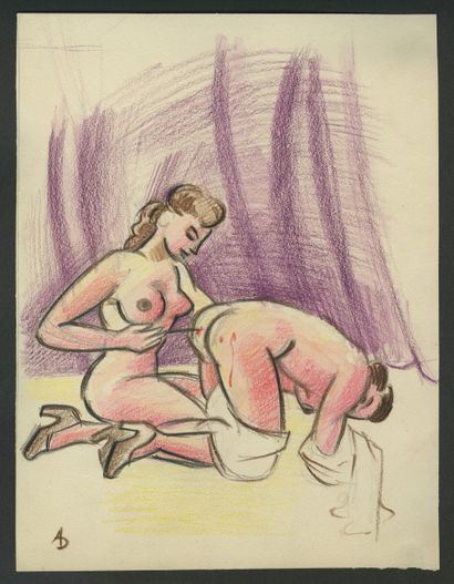 null 
[Unidentified artists]. Scenes of flogging and miscellaneous, circa 1930. Italian...