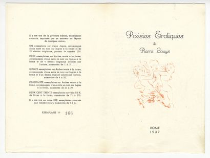 Pierre LOUŸS - ROJAN. Erotic poems. [Paris]...