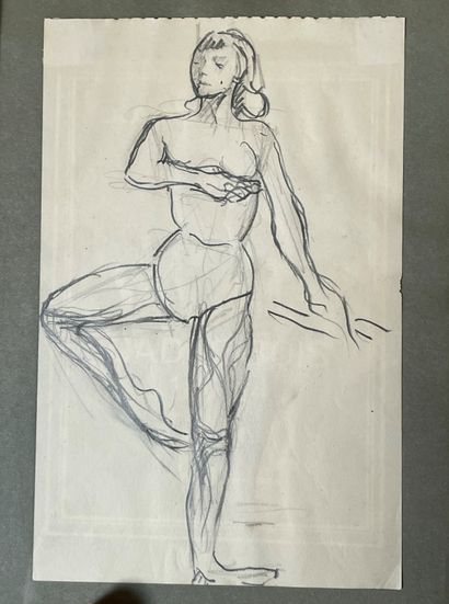 null Jean Albert Carlotti (1909-2003) 

Portrait of the dancer Dany Colletin 

Three...