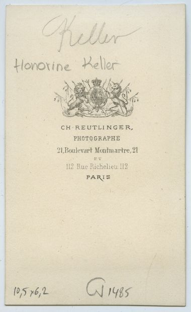 null Honorine KELLER, actress. Vintage print on albumen paper, business card size,...