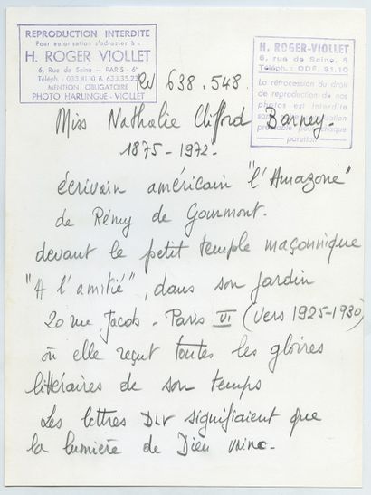 null 
Miss Nathalie CLIFFORD BARNEY (1876-1972), femme de lettre américaine. 4 épreuves...