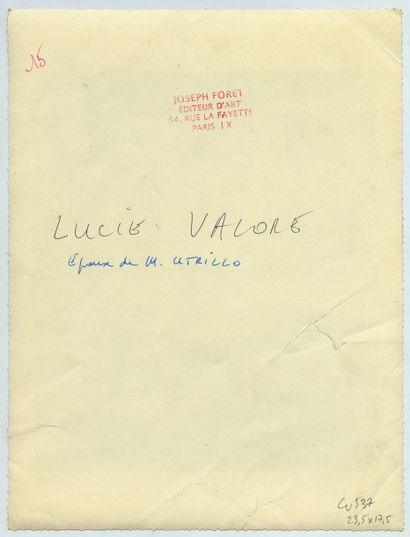 null Lucie VALORE, wife of Maurice UTRILLO (1878-1965), painter and engraver. Silver...