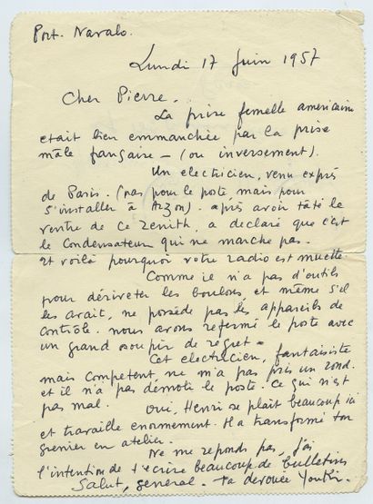 null Youki DESNOS (1903-1966). Lettre autographe signée, adressée à Pierre Havard...