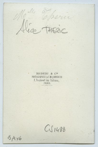 null [COURTISANES] Alice THÉRIC, actrice. Épreuve d'époque sur papier albuminé, format...