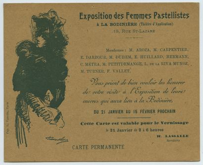 null Invitation card to the exhibition of women pastelists at the Théâtre de la Bodinière....
