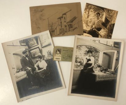 null Clotilde PEIGNARD, drawing teacher. 3 silver prints, a business card dated 1938...