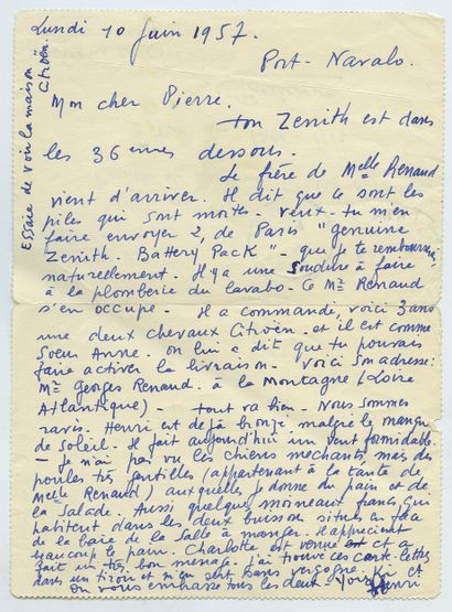 null Youki DESNOS (1903-1966). Autograph letter signed, addressed to Pierre Havard...