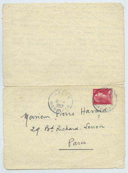 null Youki DESNOS (1903-1966). Autograph letter signed, addressed to Pierre Havard...