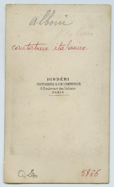 null Marietta ALBONI (1826-1894), Italian singer. Vintage print on albumen paper,...