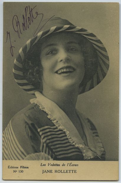 null Jane ROLLETTE (1891-1994), silent film actress. Vintage silver print, postcard...